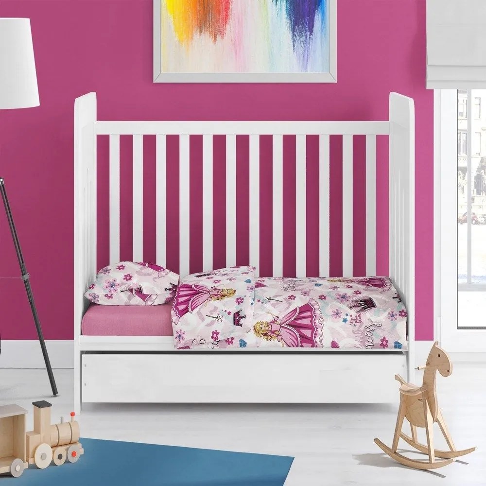 Παπλωματοθήκη Βρεφική Princess 390 Pink DimCol 120x160cm Βαμβάκι-Πολυέστερ