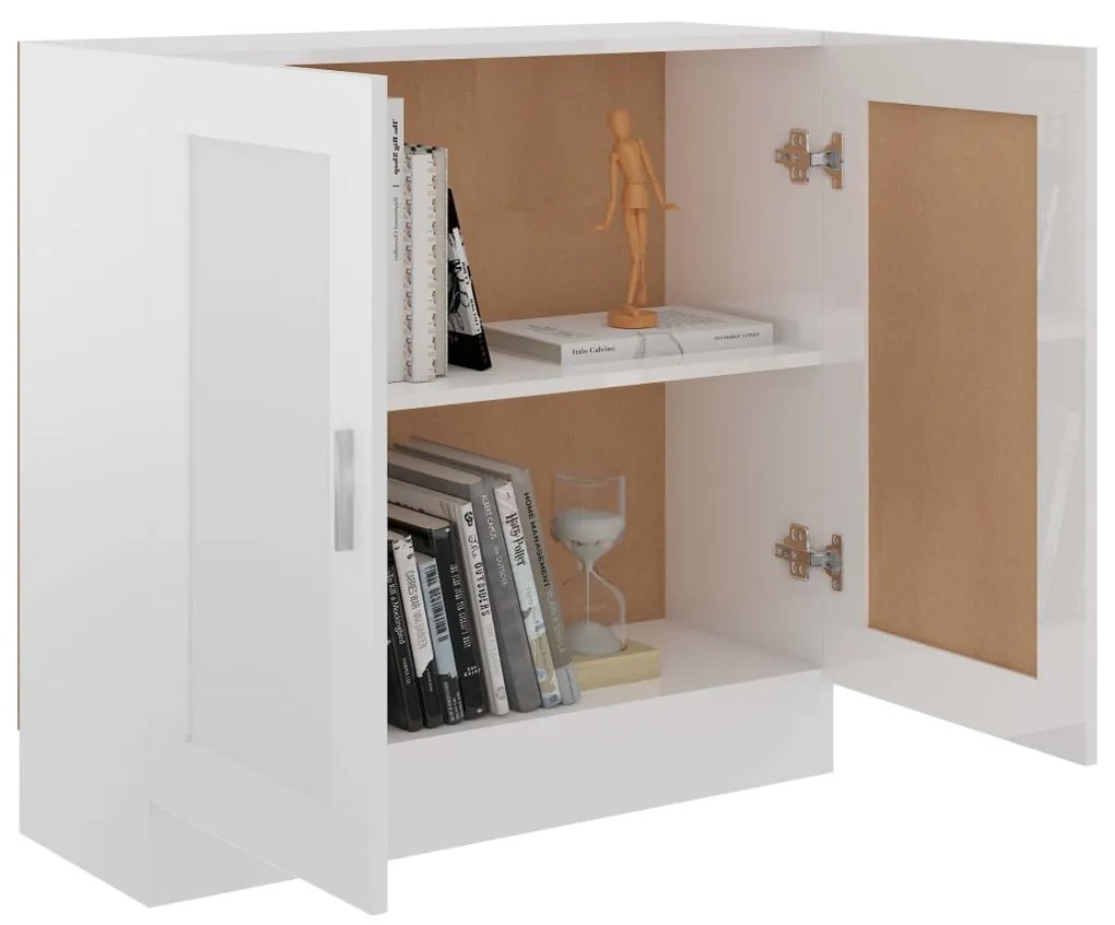 vidaXL Βιβλιοθήκη Γυαλιστερό Λευκό 82,5 x 30,5 x 80 εκ. Επεξ. Ξύλο