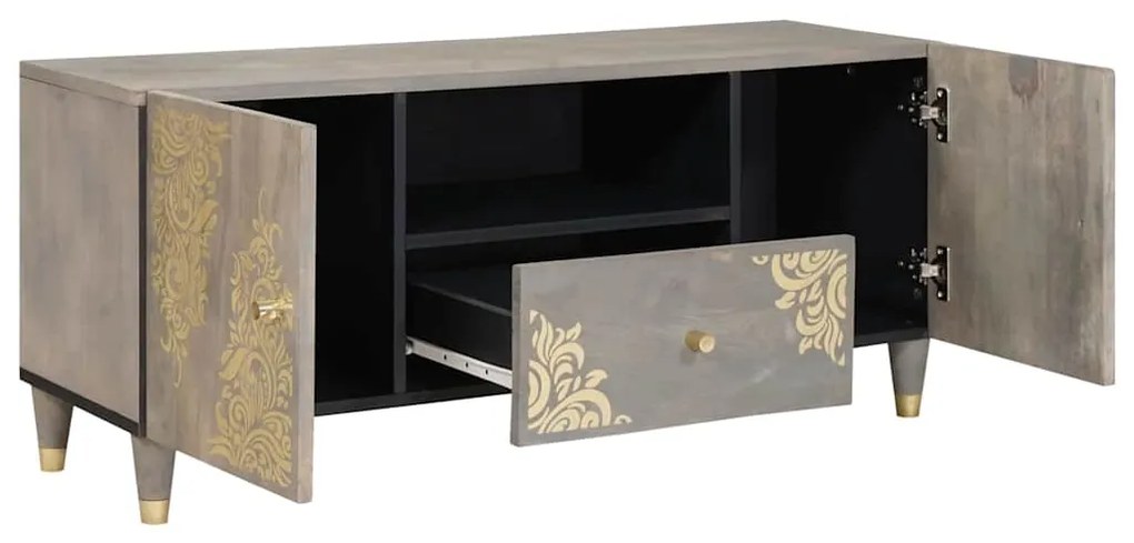 vidaXL Ντουλάπι TV με συρτάρι Γκρι και Χρυσό 105 x 33.5 x 46 εκ.