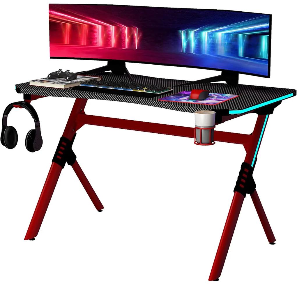 Γραφείο Gaming VADER RGB Μαύρο/Κόκκινο Ξύλο/Μέταλλο 120x65x75cm