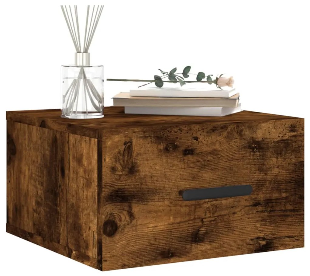 vidaXL Κομοδίνο Επιτοίχιο Καπνιστή Δρυς 35 x 35 x 20 εκ.