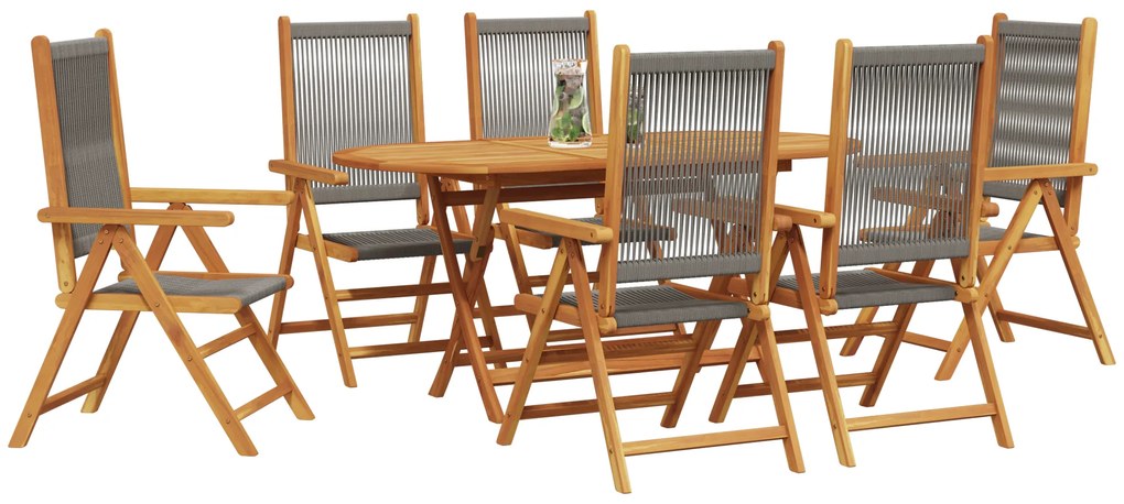 vidaXL Πτυσσόμενο Τραπέζι Κήπου 7 pcs Γκρι