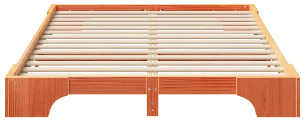 vidaXL Κρεβάτι δαπέδου με αποθήκευση Καφέ 140 x 210 cm ξύλο