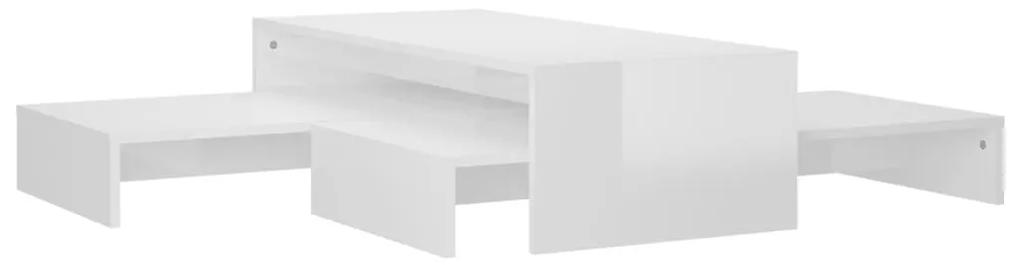 Τραπεζάκι Ζιγκόν Γυαλιστερό Λευκό 100x100x26,5 εκ. Μοριοσανίδα - Λευκό