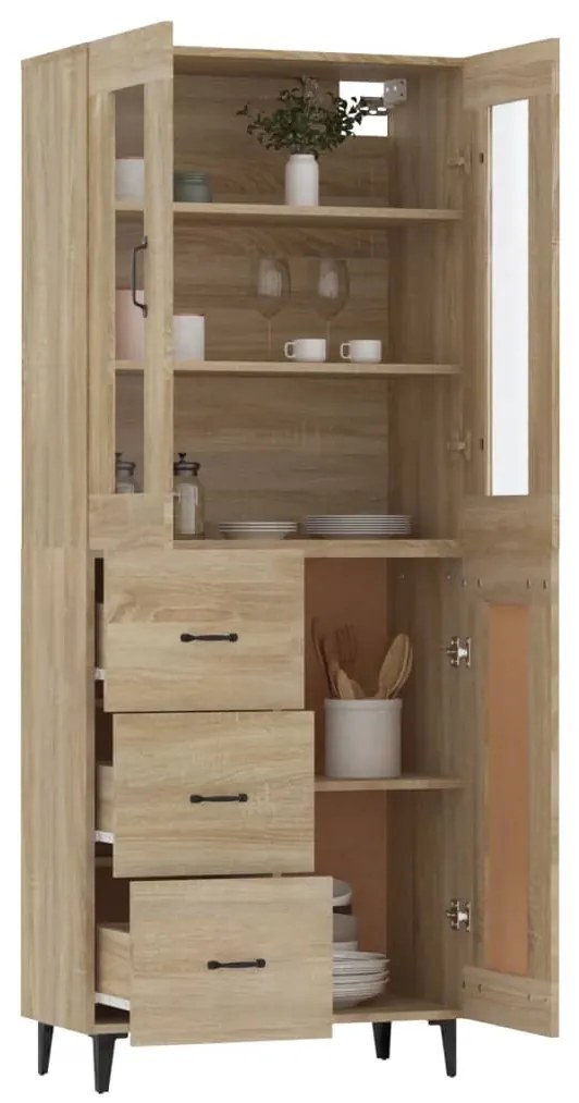 vidaXL Ντουλάπι Sonoma δρυς 69,5 x 34 x 180 εκ. από Επεξεργασμένο Ξύλο