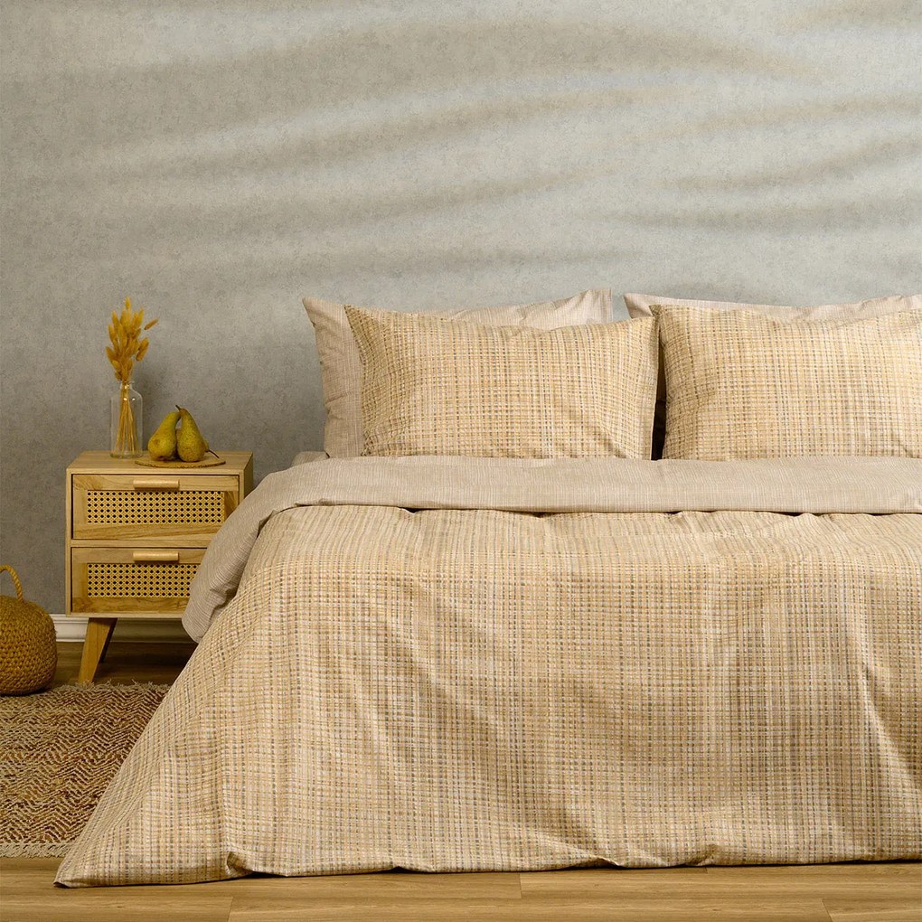 Παπλωματοθήκη Υπέρδιπλη (225x245) 2 Όψεων Melinen Casual Line Mateo Beige