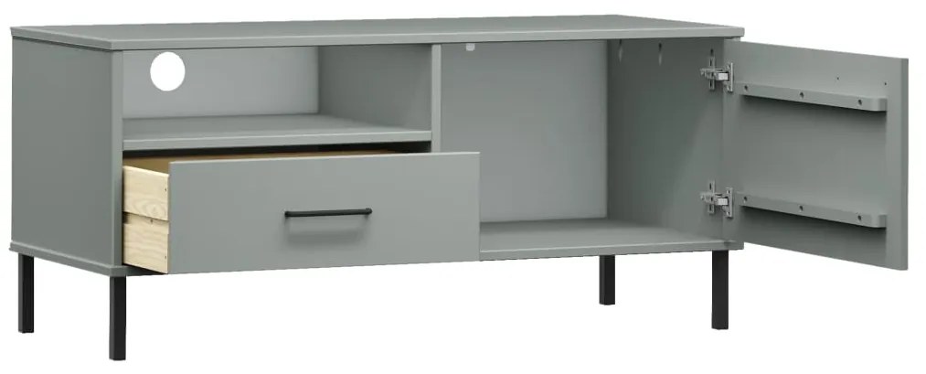 vidaXL Έπιπλο Τηλεόρασης OSLO Γκρι Μασίφ Ξύλο Πεύκου με Μετ. Πόδια