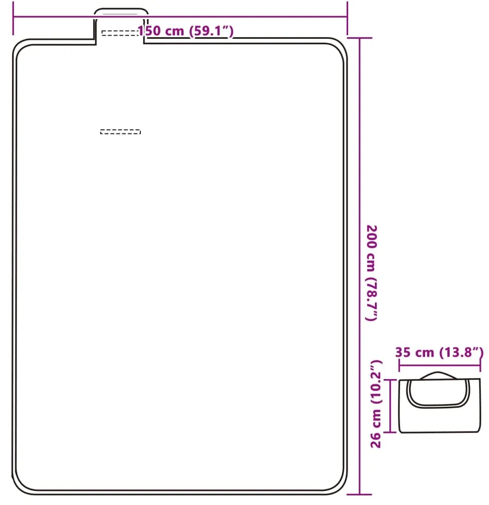 vidaXL Κουβέρτα Πικ-Νικ Πτυσσόμενη Μπλε Καρό 200x150εκ. Βελούδινη