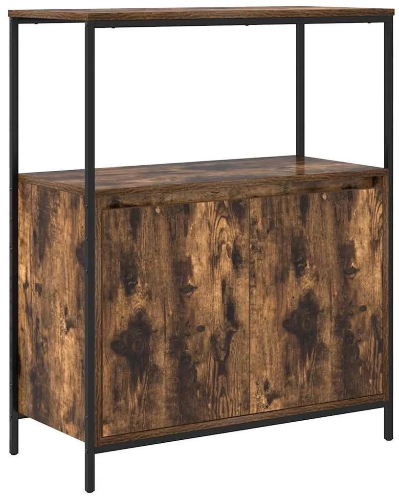 vidaXL Ντουλάπι μπάνιου με ράφια καπνιστή δρυς 76,5x35x95 εκ.