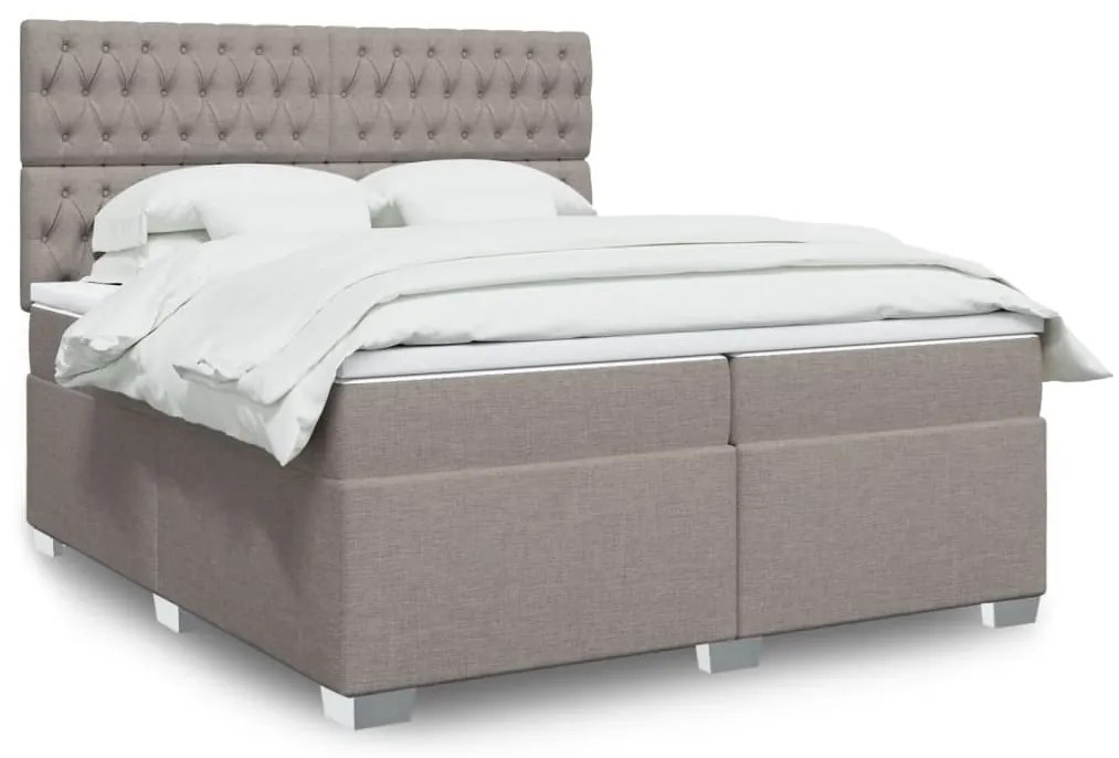 vidaXL Κρεβάτι Boxspring με Στρώμα Taupe 200x200 εκ. Υφασμάτινο