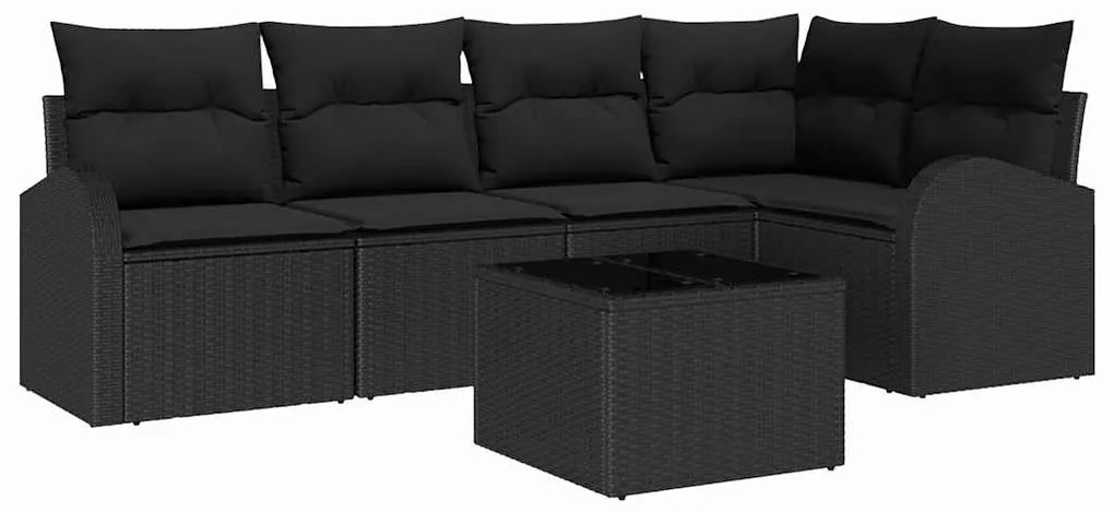 vidaXL Σετ Καναπέ Κήπου με μαξιλάρι 6 pcs Μαύρο Πολυ ράταν