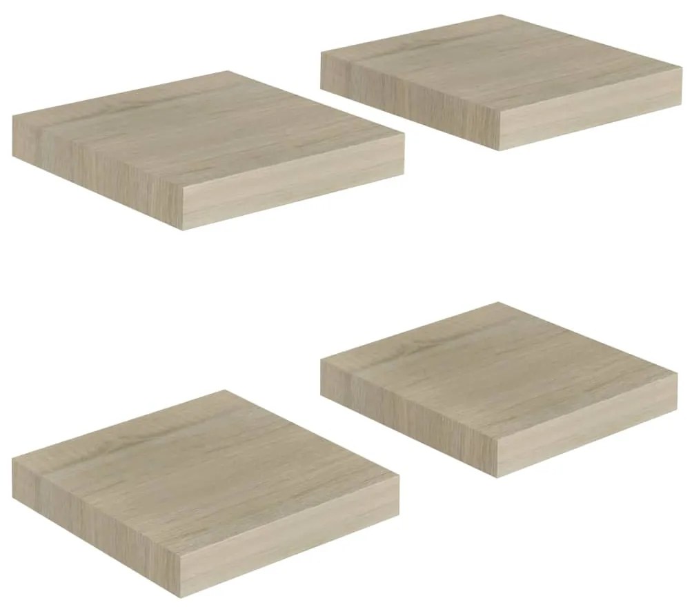 vidaXL Ράφια Τοίχου 4 τεμ. Χρώμα Δρυός 23x23,5x3,8 εκ. MDF