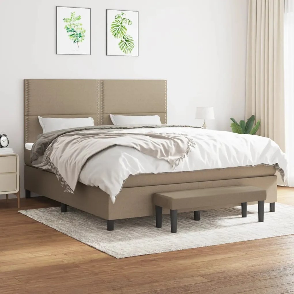 vidaXL Κρεβάτι Boxspring με Στρώμα Taupe 160x200 εκ. Υφασμάτινο