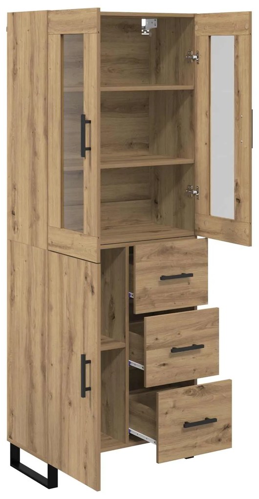 vidaXL Highboard με συρτάρι 2 pcs Artisan Oak Σύνθετο Ξύλο και Γυαλί