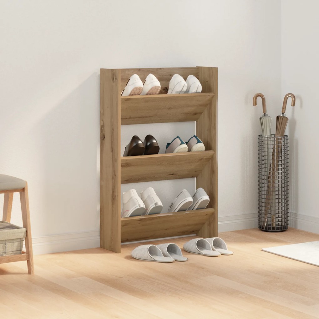 vidaXL Ντουλάπες παπουτσιών τοίχου artisan δρυς 60 x 18 x 60 εκ