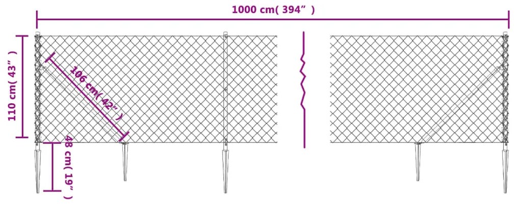 vidaXL Συρματόπλεγμα Περίφραξης Πράσινο 1,1 x 10 μ. με Καρφωτές Βάσεις