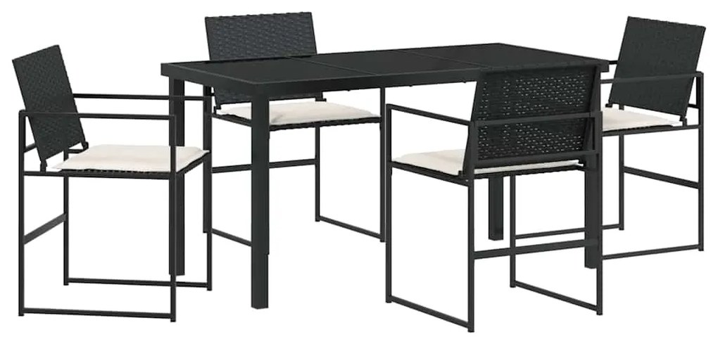 vidaXL Σέτ φαγητού για κήπο 5 pcs Μαύρο Πολυ ράταν