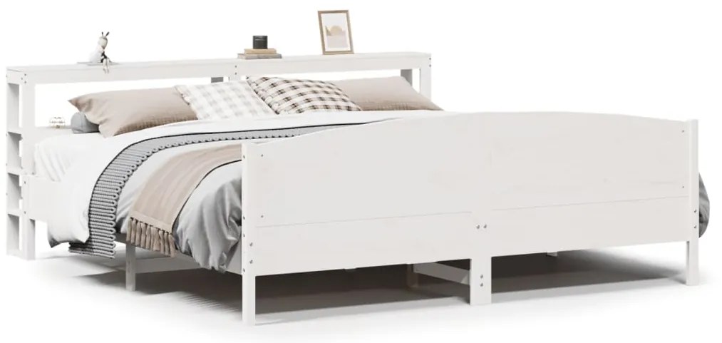 vidaXL Σκελετός Κρεβ. Χωρίς Στρώμα Λευκό 180x200 εκ Μασίφ Πεύκο