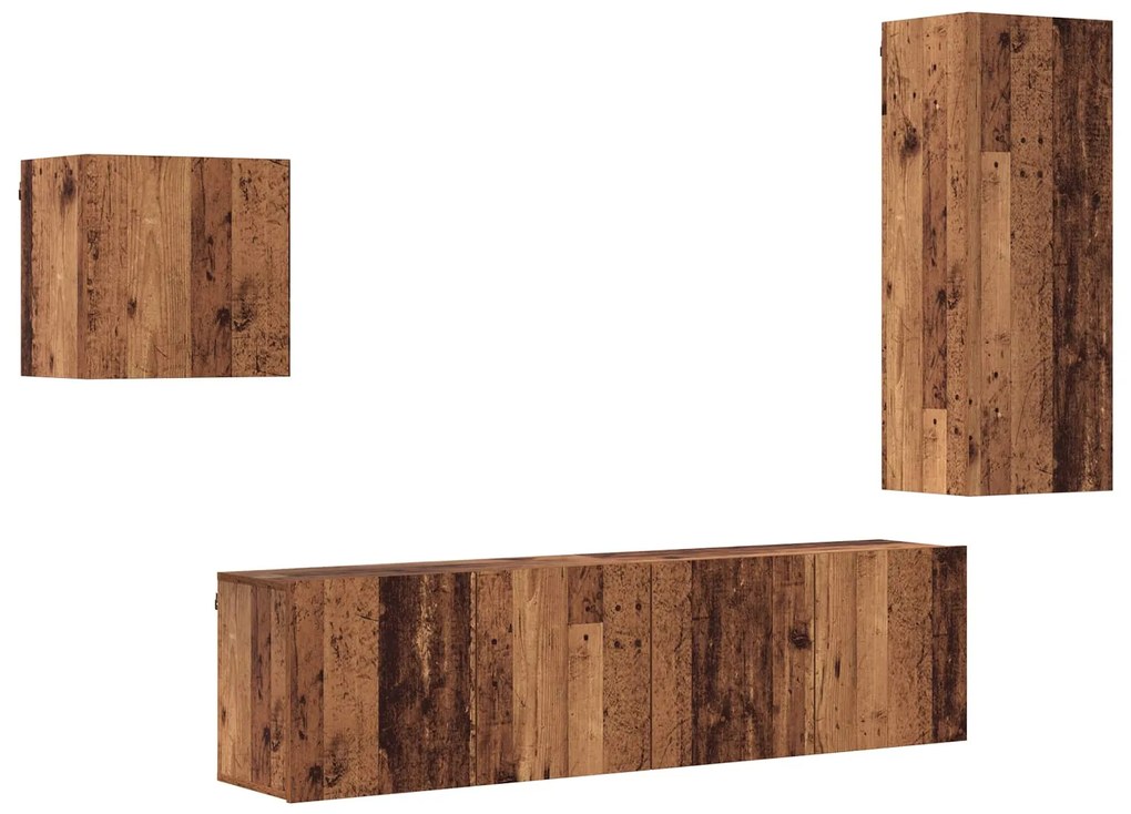 vidaXL Ντουλάπι TV Επιτοίχιο 4 pcs Παλιό Ξύλο Επεξεργασμένο ξύλο