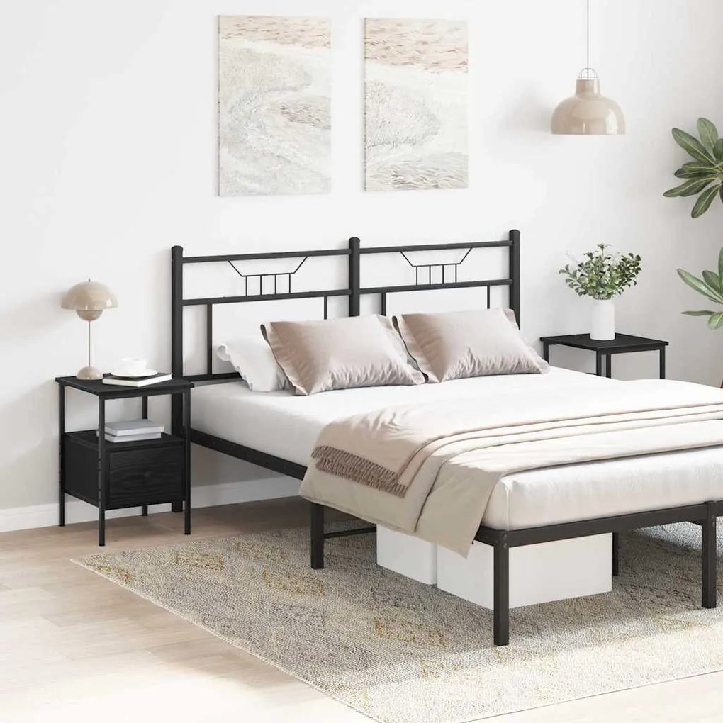 Κομοδίνο 2 pcs Μαύρη Οξυά 34 x 36 x 50 εκ Επεξεργασμένο ξύλο