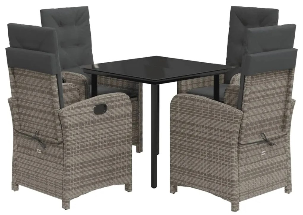 vidaXL Σετ Τραπεζαρίας Κήπου 5 τεμ. Γκρι Συνθ. Ρατάν με Μαξιλάρια