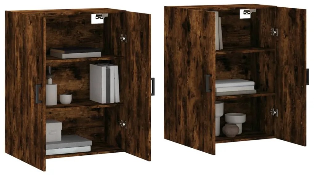 vidaXL Ντουλάπια Τοίχου 2 τεμ. Καπνιστή Δρυς 69,5 x 34 x 90 εκ.