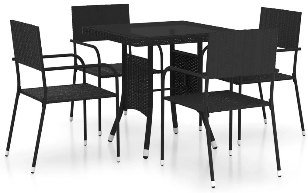 vidaXL Σετ Τραπεζαρίας Κήπου 5 Τεμαχίων Μαύρο από Συνθετικό Ρατάν