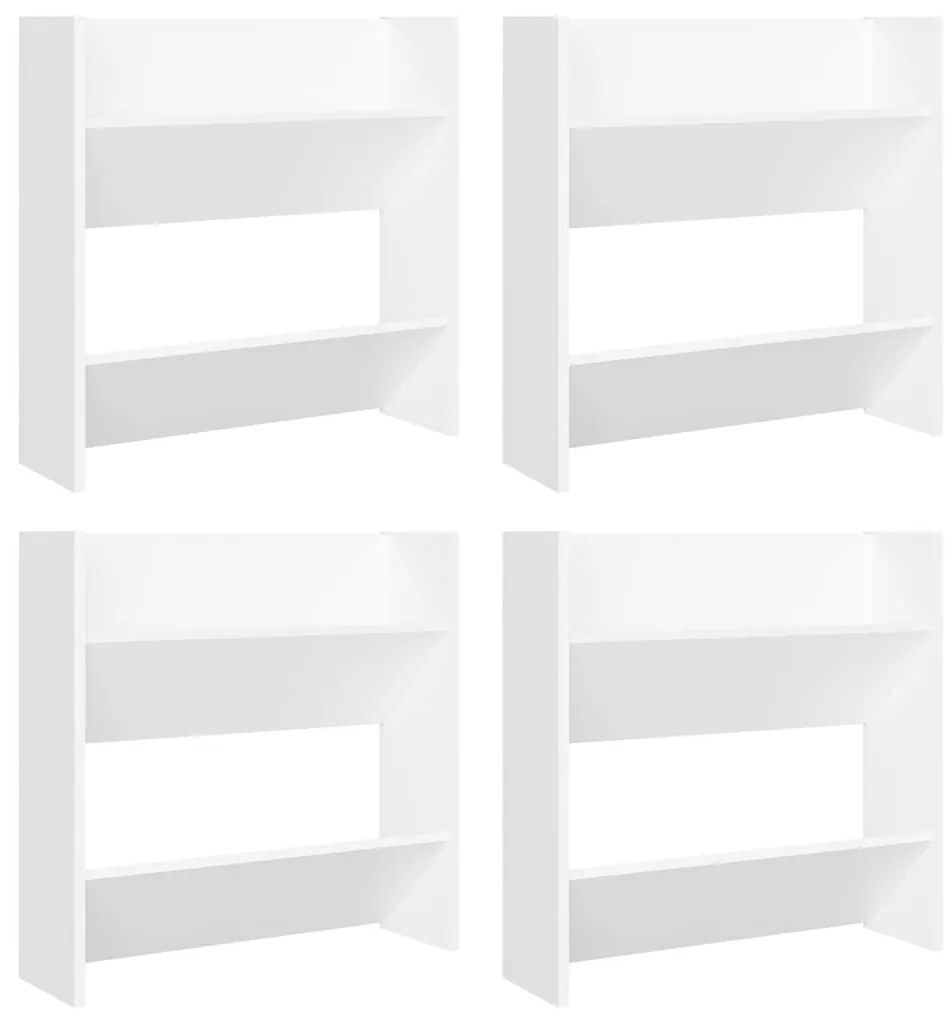 vidaXL Παπουτσοθήκες Τοίχου 4 τεμ. Λευκές 60x18x60 εκ. από Επεξ. Ξύλο