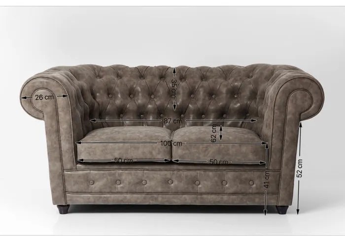 Καναπές Διθέσιος Oxford Vintage Eco Καφέ 160x92x76εκ - Καφέ