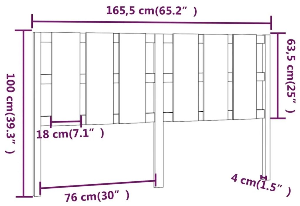 Κεφαλάρι Κρεβατιού Λευκό 165,5x4x100 εκ. από Μασίφ Ξύλο Πεύκου - Λευκό