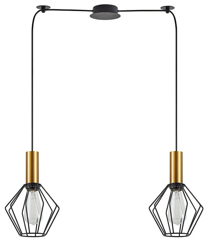 Φωτιστικό Οροφής Adept Tube 77-8620 70x20x300cm 2xE27 60W Black-Gold Homelighting