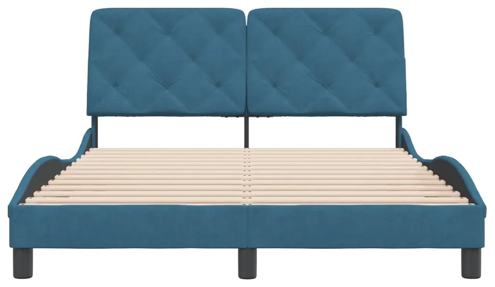 vidaXL Σκελετός Κρεβατιού Χωρίς Στρώμα Μπλε 140x190 εκ. Βελούδινο