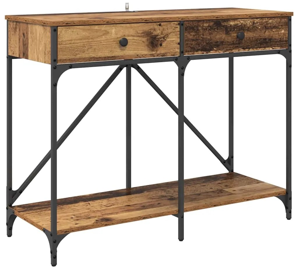 vidaXL Τραπέζι κονσόλας με συρτάρι Παλιό Ξύλο 100 x 39 x 78,5 εκ