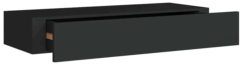 vidaXL Ράφι Επιτοίχιο με Συρτάρι Μαύρο 60 x 23,5 x 10 εκ. από MDF