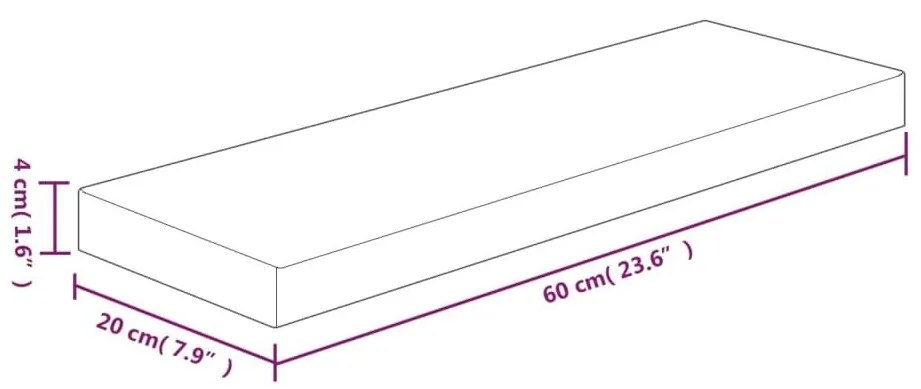 Ράφι 60x20x4 εκ. από Ακατέργαστο Μασίφ Ξύλο Δρυός - Καφέ