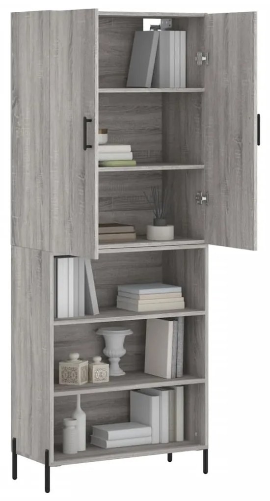 vidaXL Ντουλάπι Γκρι Sonoma 69,5 x 34 x 180 εκ. Επεξεργασμένο Ξύλο