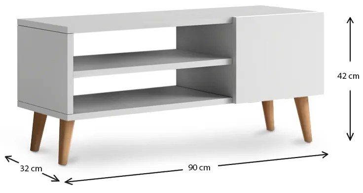 Έπιπλο τηλεόρασης Porto Megapap από μελαμίνη χρώμα λευκό 90x32x42εκ.