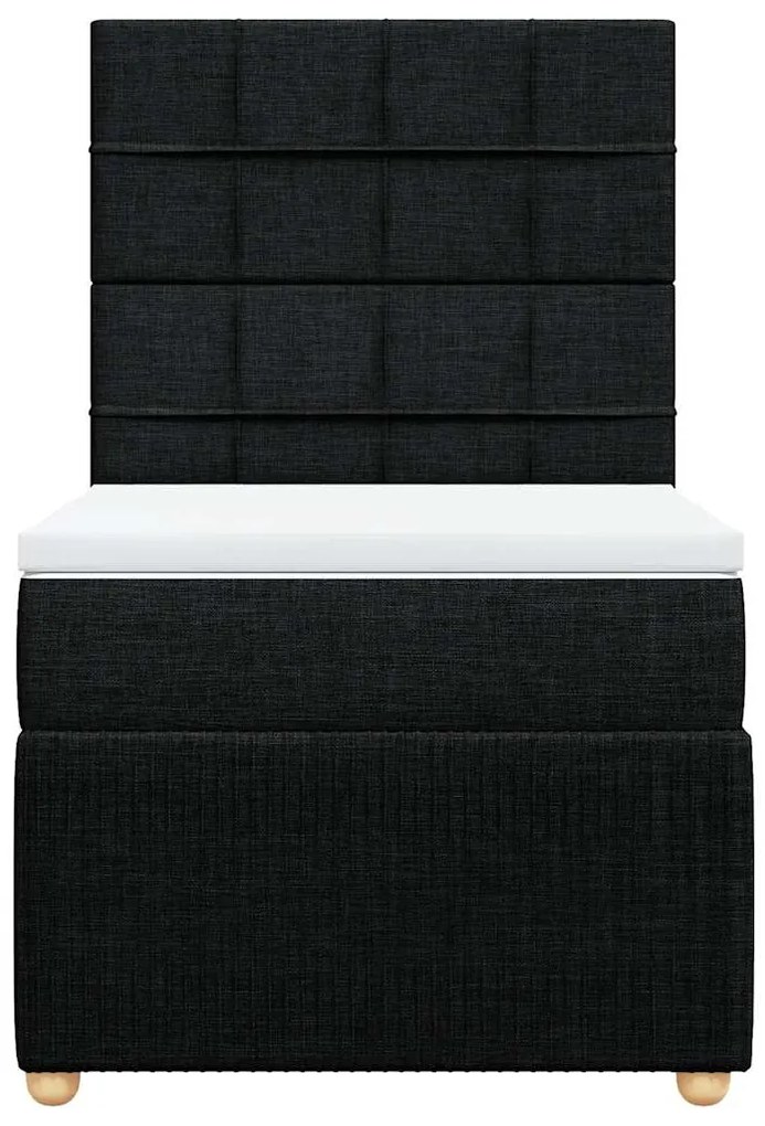 vidaXL Κρεβάτι Boxspring με Στρώμα Μαύρο 100 x 200 εκ. Υφασμάτινο