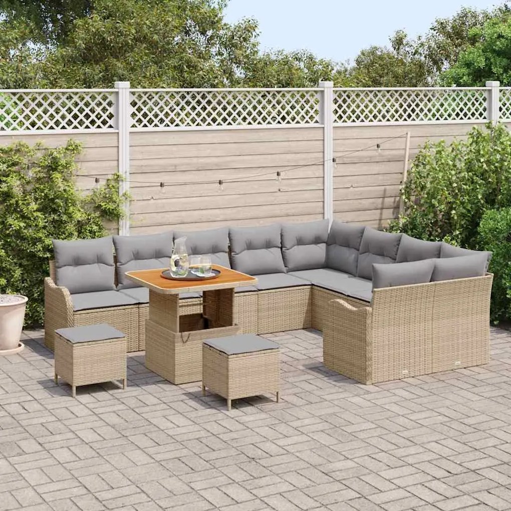 vidaXL Σετ Καναπέ Κήπου 12 pcs Μπεζ συνθετικό ρατάν