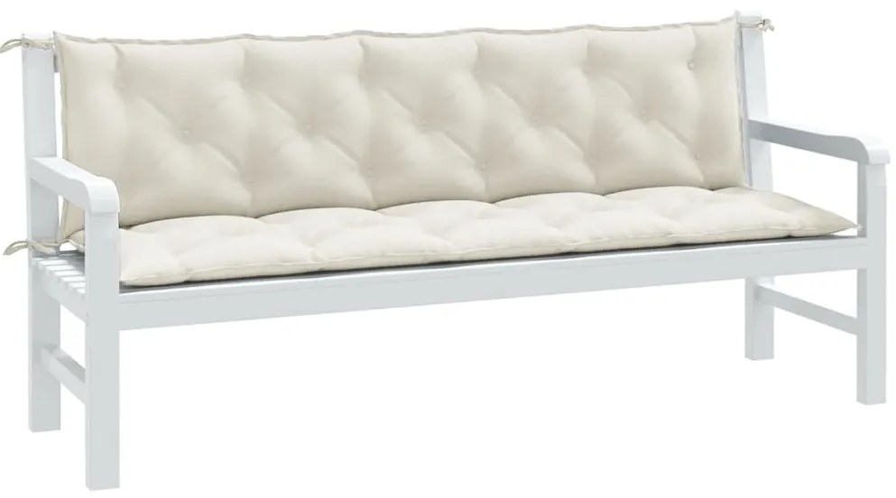 vidaXL Μαξιλάρι Πάγκου Κήπου Κρεμ Μελανζέ 180x50x7 εκ. Ύφασμα