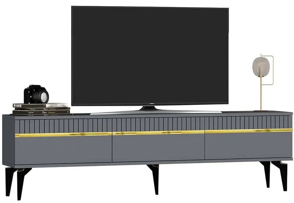 Έπιπλο Τηλεόρασης Defne 475OLV2901 180x29,6x44,6cm Anthracite-Gold