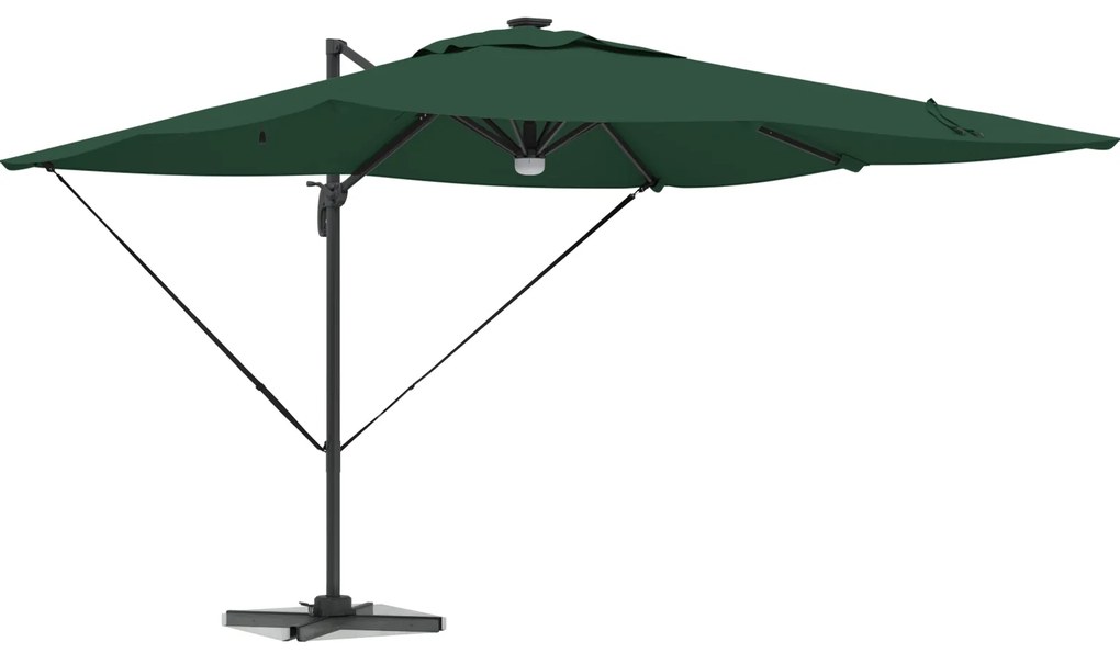 vidaXL Cantilever Roma Parasol με LEDs Πράσινο 286x285x270 cm Αλουμίνιο
