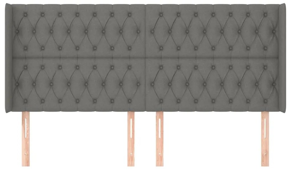 Κεφαλάρι με Πτερύγια Σκούρο Γκρι 183x16x118/128 εκ. Υφασμάτινο - Γκρι