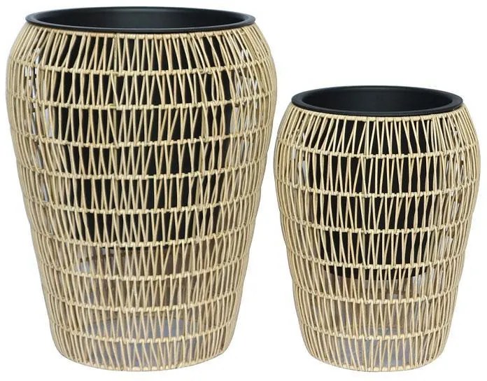 ΣΕΤ ΚΑΣΠΩ 2 ΤΕΜΑΧΙΑ POLY RATTAN  Fylliana FL21897 ΦΥΣΙΚΟ ΧΡΩΜΑ 39x50εκ &amp; 30x39εκ.