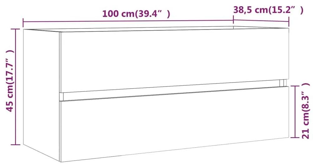 Ντουλάπι Νιπτήρα Γκρι Sonoma 100x38,5x45 εκ. Επεξεργασμένο Ξύλο - Γκρι