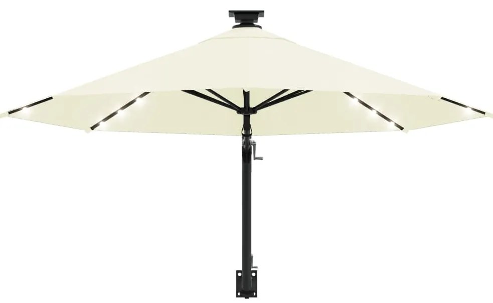 vidaXL Ομπρέλα Κήπου Επιτοίχια με LED Χρ. της Άμμου 300 εκ.