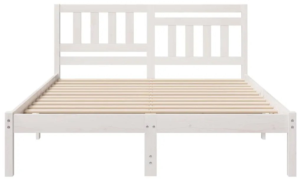 vidaXL Σκελετός Κρεβατιού Λευκό 135 x 190 cm Μασίφ ξύλο πεύκου