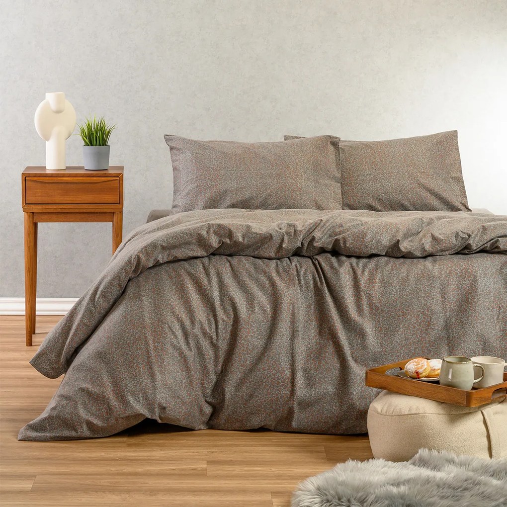 Φανελένια Σεντόνια King Size (Σετ) Melinen Winter Line Keshia Grey Γκρι Χωρίς Λάστιχο 270x260