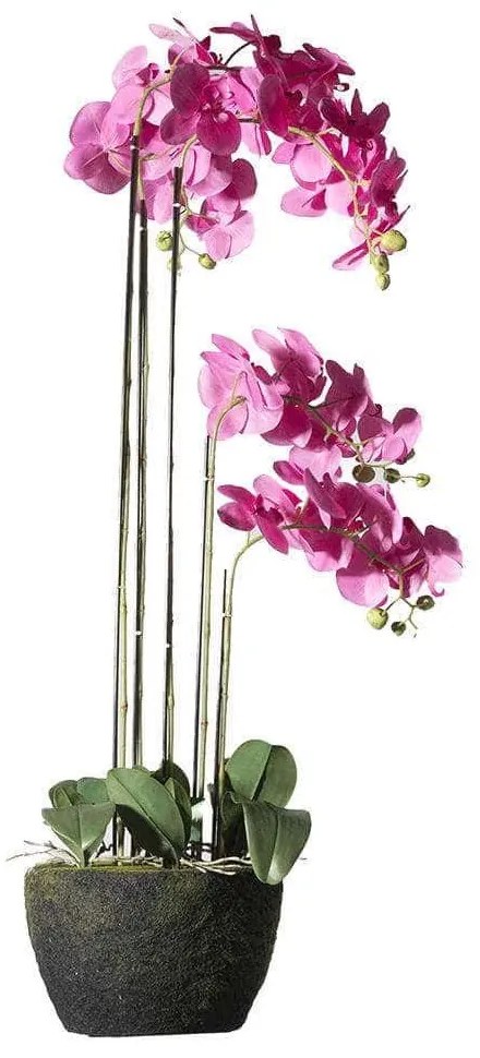 Τεχνητό Φυτό Ορχιδέα Με Βάση Moss 7170-6 44x44x110cm Fuchsia Supergreens Πολυαιθυλένιο