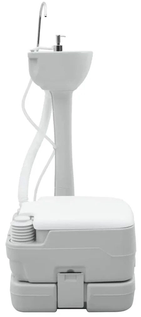 vidaXL Τουαλέτα Κάμπινγκ 2 pcs Γκρι και Λευκό 50.5 x 33 x 103 εκ